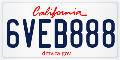 CA license plate 6VEB888