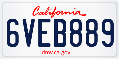 CA license plate 6VEB889