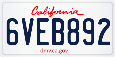 CA license plate 6VEB892