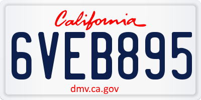 CA license plate 6VEB895
