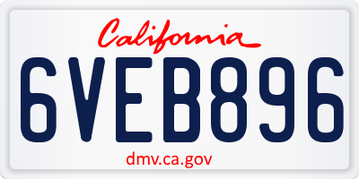 CA license plate 6VEB896