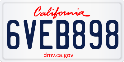 CA license plate 6VEB898