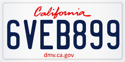 CA license plate 6VEB899