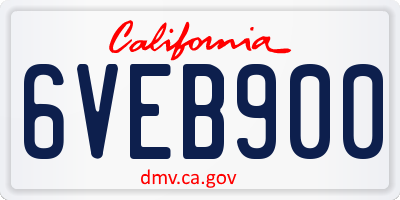CA license plate 6VEB900