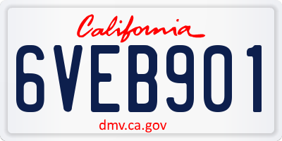 CA license plate 6VEB901