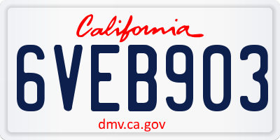 CA license plate 6VEB903