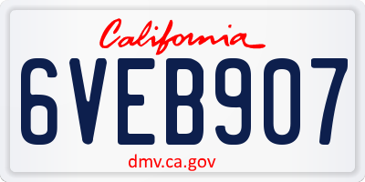 CA license plate 6VEB907