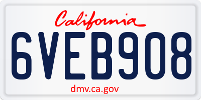 CA license plate 6VEB908