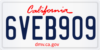 CA license plate 6VEB909