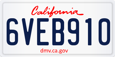 CA license plate 6VEB910