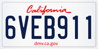 CA license plate 6VEB911