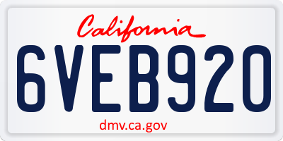 CA license plate 6VEB920
