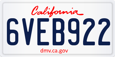 CA license plate 6VEB922
