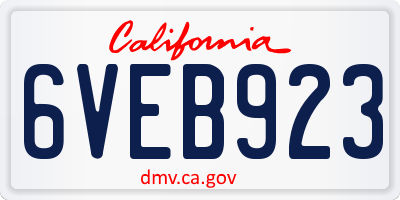 CA license plate 6VEB923