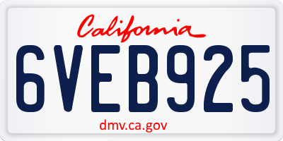 CA license plate 6VEB925
