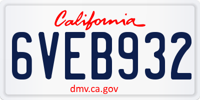CA license plate 6VEB932