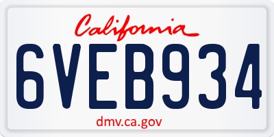CA license plate 6VEB934