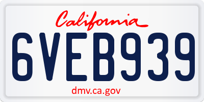 CA license plate 6VEB939