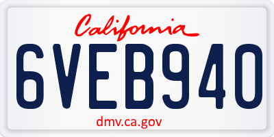 CA license plate 6VEB940