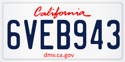 CA license plate 6VEB943
