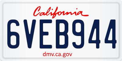 CA license plate 6VEB944
