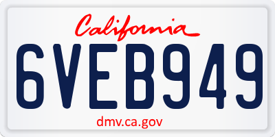 CA license plate 6VEB949