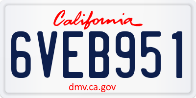 CA license plate 6VEB951
