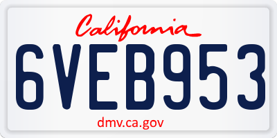 CA license plate 6VEB953