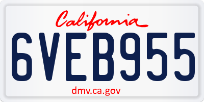 CA license plate 6VEB955