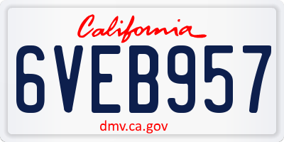 CA license plate 6VEB957