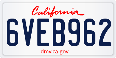 CA license plate 6VEB962