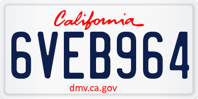 CA license plate 6VEB964
