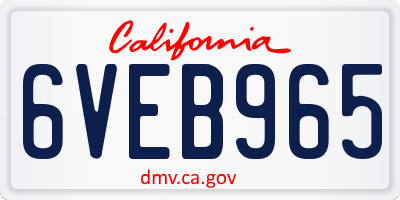 CA license plate 6VEB965