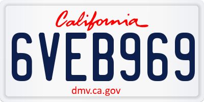 CA license plate 6VEB969