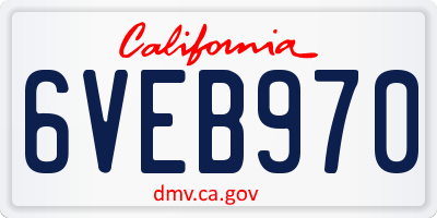 CA license plate 6VEB970