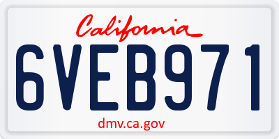 CA license plate 6VEB971