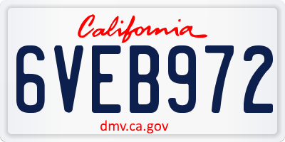 CA license plate 6VEB972