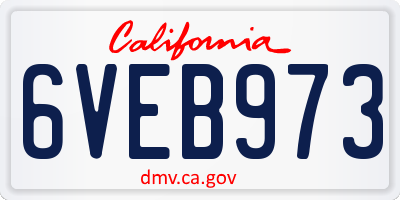 CA license plate 6VEB973