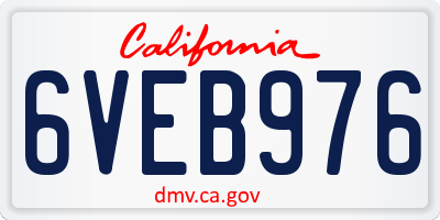CA license plate 6VEB976