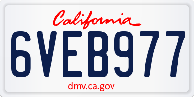 CA license plate 6VEB977