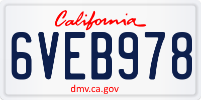 CA license plate 6VEB978