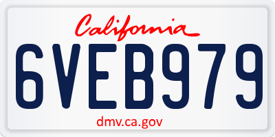 CA license plate 6VEB979