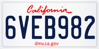 CA license plate 6VEB982
