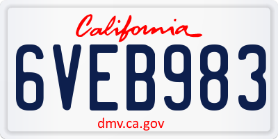 CA license plate 6VEB983