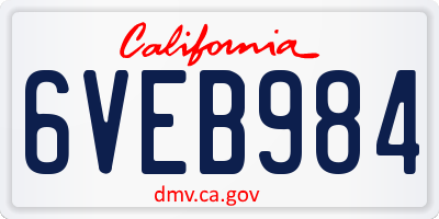 CA license plate 6VEB984