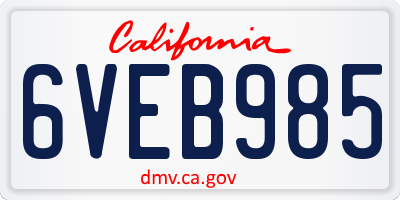CA license plate 6VEB985