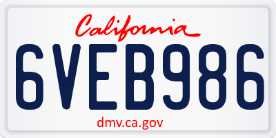 CA license plate 6VEB986