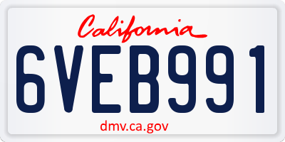 CA license plate 6VEB991
