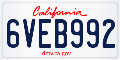 CA license plate 6VEB992