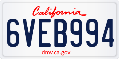 CA license plate 6VEB994